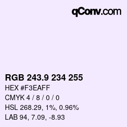 Color code: RGB 243.9 234 255 | qconv.com