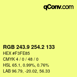 カラーコード: RGB 243.9 254.2 133 | qconv.com
