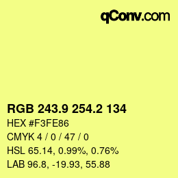 カラーコード: RGB 243.9 254.2 134 | qconv.com