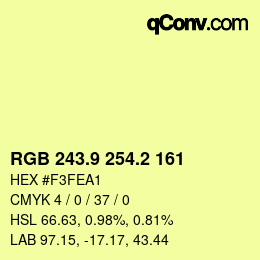 カラーコード: RGB 243.9 254.2 161 | qconv.com