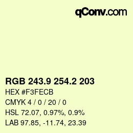 カラーコード: RGB 243.9 254.2 203 | qconv.com
