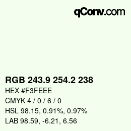 Color code: RGB 243.9 254.2 238 | qconv.com