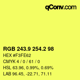 カラーコード: RGB 243.9 254.2 98 | qconv.com