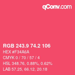 カラーコード: RGB 243.9 74.2 106 | qconv.com