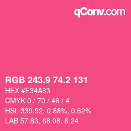 カラーコード: RGB 243.9 74.2 131 | qconv.com
