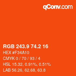 カラーコード: RGB 243.9 74.2 16 | qconv.com