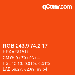 カラーコード: RGB 243.9 74.2 17 | qconv.com