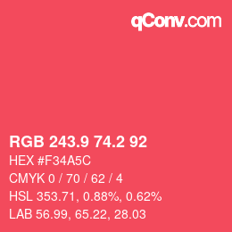 カラーコード: RGB 243.9 74.2 92 | qconv.com