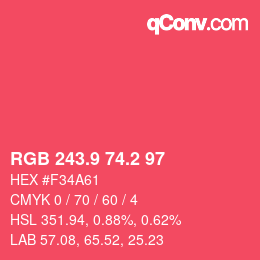 カラーコード: RGB 243.9 74.2 97 | qconv.com