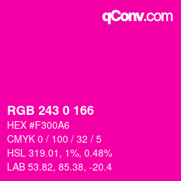 Color code: RGB 243 0 166 | qconv.com