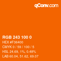 Color code: RGB 243 100 0 | qconv.com