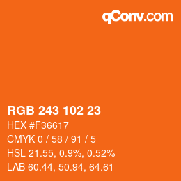 Color code: RGB 243 102 23 | qconv.com