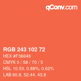 Color code: RGB 243 102 72 | qconv.com