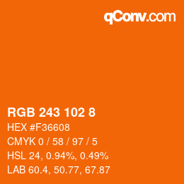 Color code: RGB 243 102 8 | qconv.com