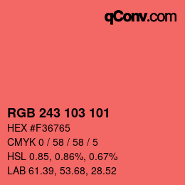 Color code: RGB 243 103 101 | qconv.com