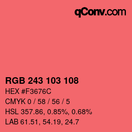 Color code: RGB 243 103 108 | qconv.com