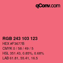 Color code: RGB 243 103 123 | qconv.com