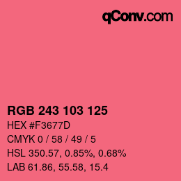 Color code: RGB 243 103 125 | qconv.com