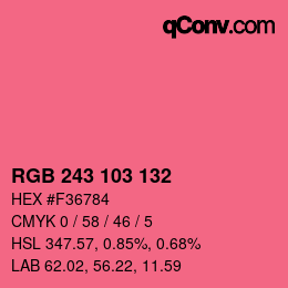 Color code: RGB 243 103 132 | qconv.com