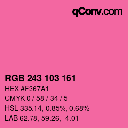 カラーコード: RGB 243 103 161 | qconv.com