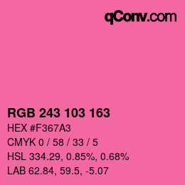 Color code: RGB 243 103 163 | qconv.com