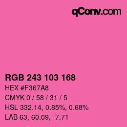 Color code: RGB 243 103 168 | qconv.com