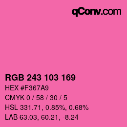 カラーコード: RGB 243 103 169 | qconv.com
