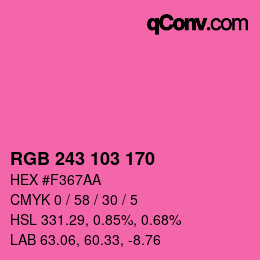 Color code: RGB 243 103 170 | qconv.com