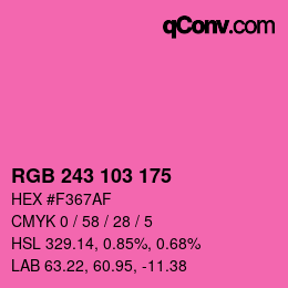 Color code: RGB 243 103 175 | qconv.com