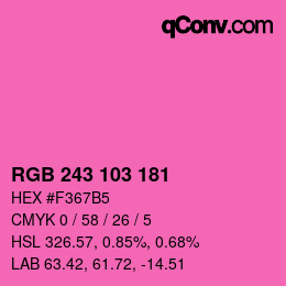 Color code: RGB 243 103 181 | qconv.com