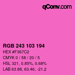 Color code: RGB 243 103 194 | qconv.com