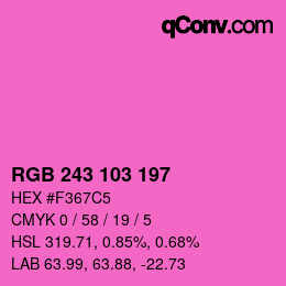 Color code: RGB 243 103 197 | qconv.com