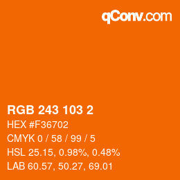 Farbcode: RGB 243 103 2 | qconv.com