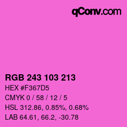 Color code: RGB 243 103 213 | qconv.com
