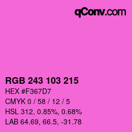 Color code: RGB 243 103 215 | qconv.com