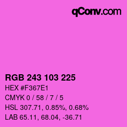 Color code: RGB 243 103 225 | qconv.com