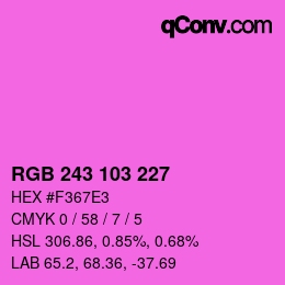 カラーコード: RGB 243 103 227 | qconv.com