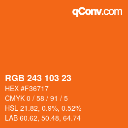 Color code: RGB 243 103 23 | qconv.com