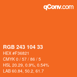 颜色代码: RGB 243 104 33 | qconv.com