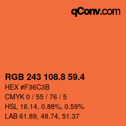 カラーコード: RGB 243 108.8 59.4 | qconv.com