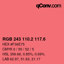 カラーコード: RGB 243 110.2 117.6 | qconv.com