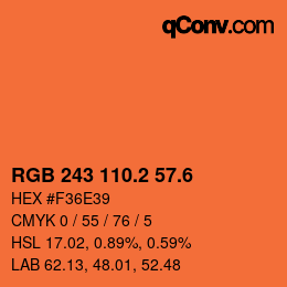 カラーコード: RGB 243 110.2 57.6 | qconv.com