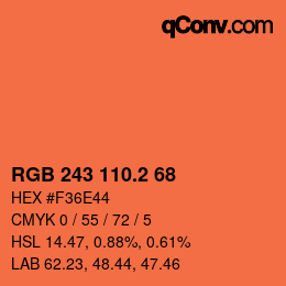 カラーコード: RGB 243 110.2 68 | qconv.com