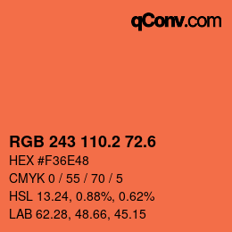 カラーコード: RGB 243 110.2 72.6 | qconv.com