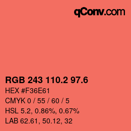 カラーコード: RGB 243 110.2 97.6 | qconv.com