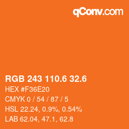 カラーコード: RGB 243 110.6 32.6 | qconv.com