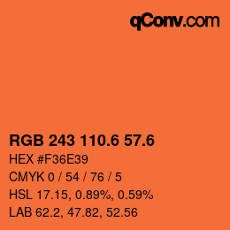 カラーコード: RGB 243 110.6 57.6 | qconv.com