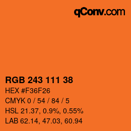 Color code: RGB 243 111 38 | qconv.com