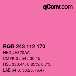 カラーコード: RGB 243 112 170 | qconv.com
