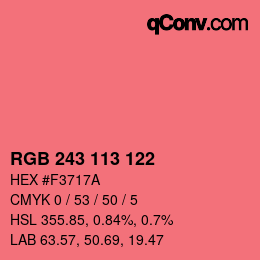 Color code: RGB 243 113 122 | qconv.com
